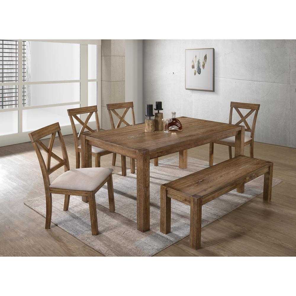 Best Master Furniture Janet 6 Piece Transitional Wood Dining Set in Driftwood. Picture 2