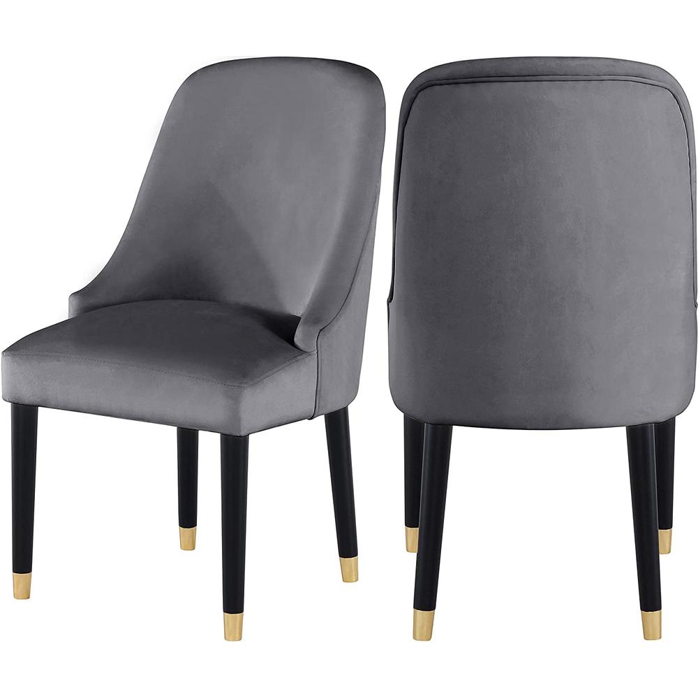 Best Master Serenity Velvet Gray Side Chairs (Set of 2). Picture 1