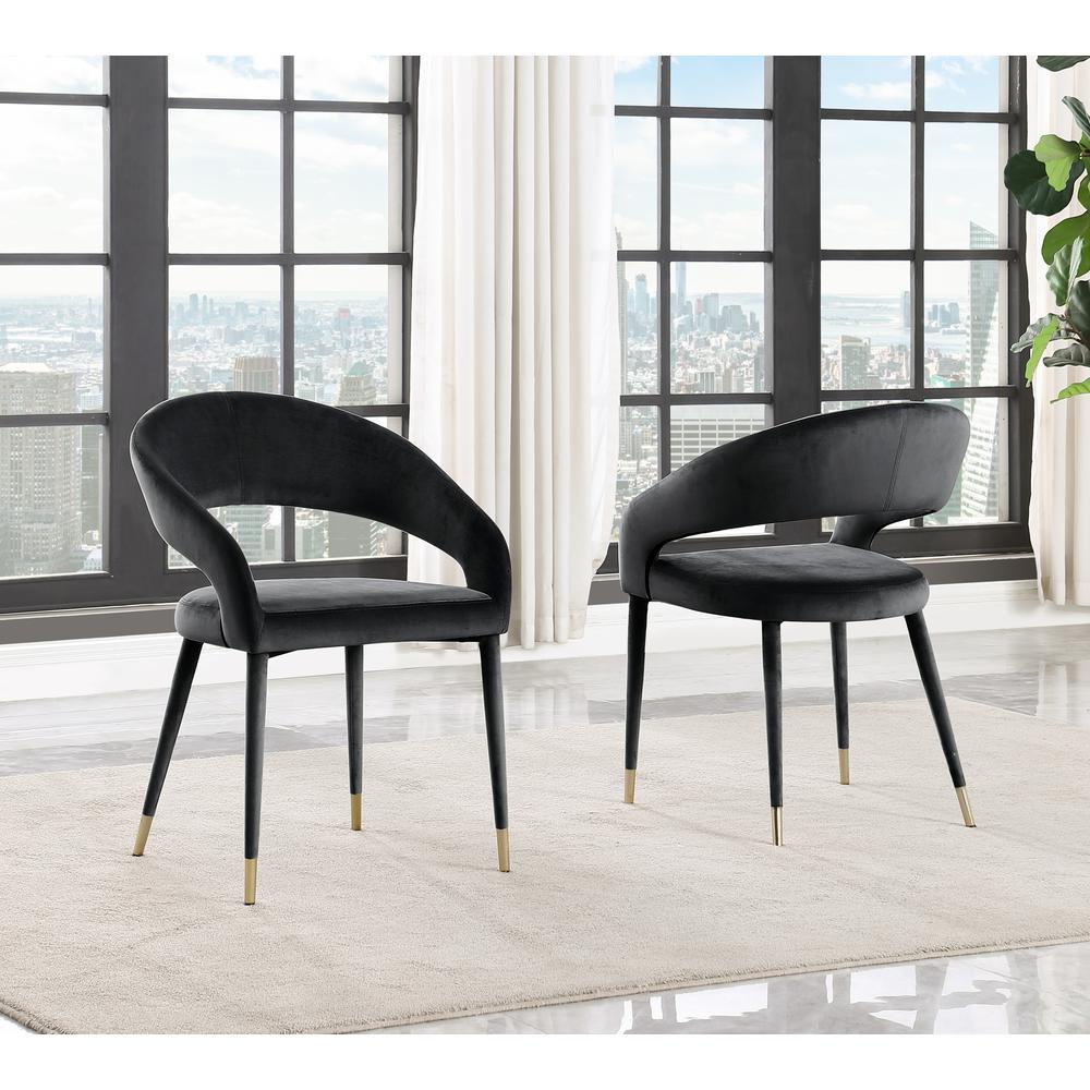 Jacques Velvet Black Dining Chairs (Set of 2). Picture 3
