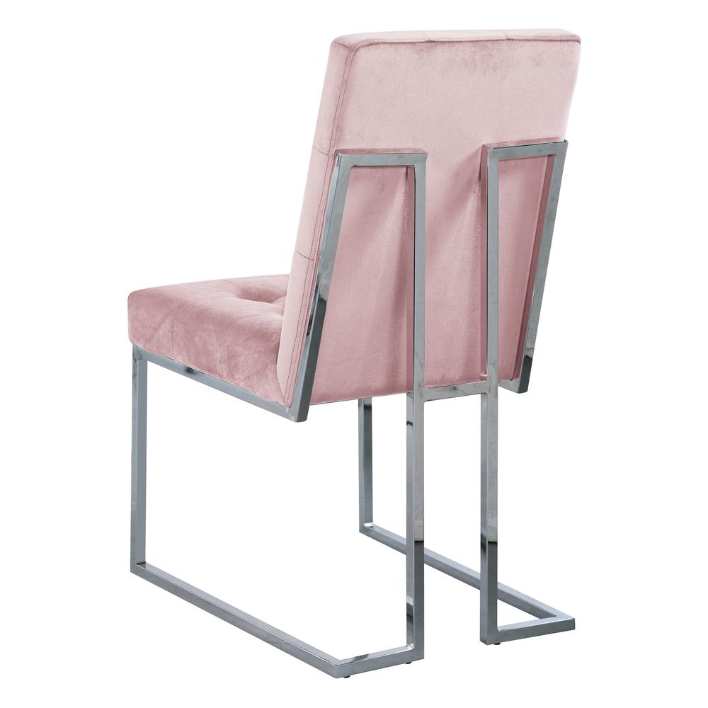 Modern Velvet Fabric Dining Chair in Pink/Silver (Set of 2). Picture 3