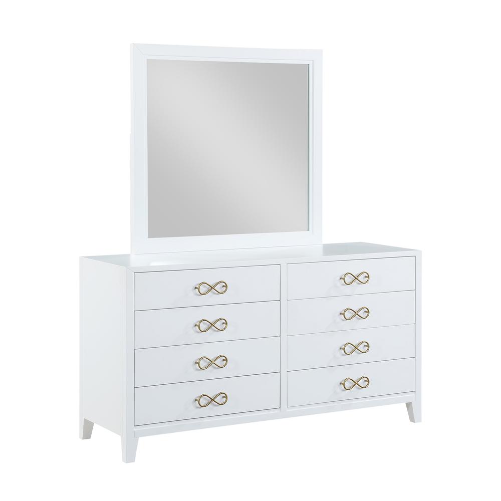 Bradbury White Modern Wood Dresser with Mirror. Picture 1