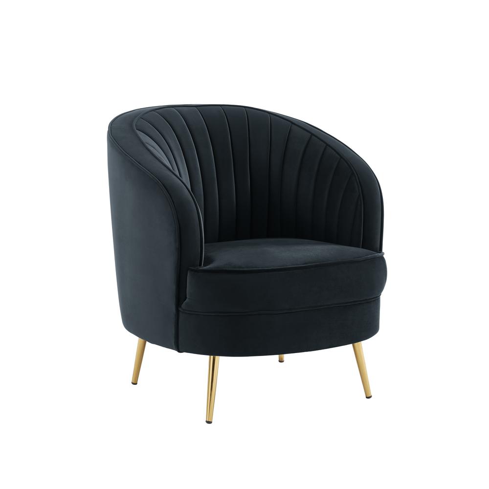 Wallace Modern Velvet Accent Chair in Black. Picture 1