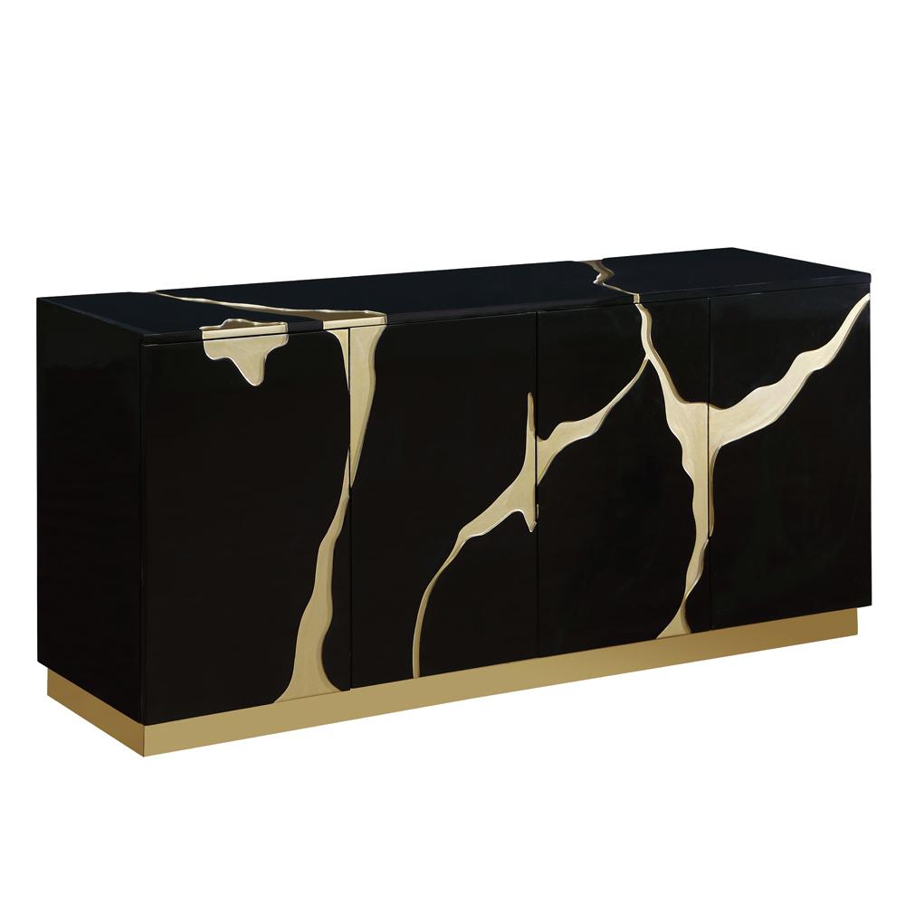 Domitianus Wood Sideboard with Gold Accents in Black. Picture 1