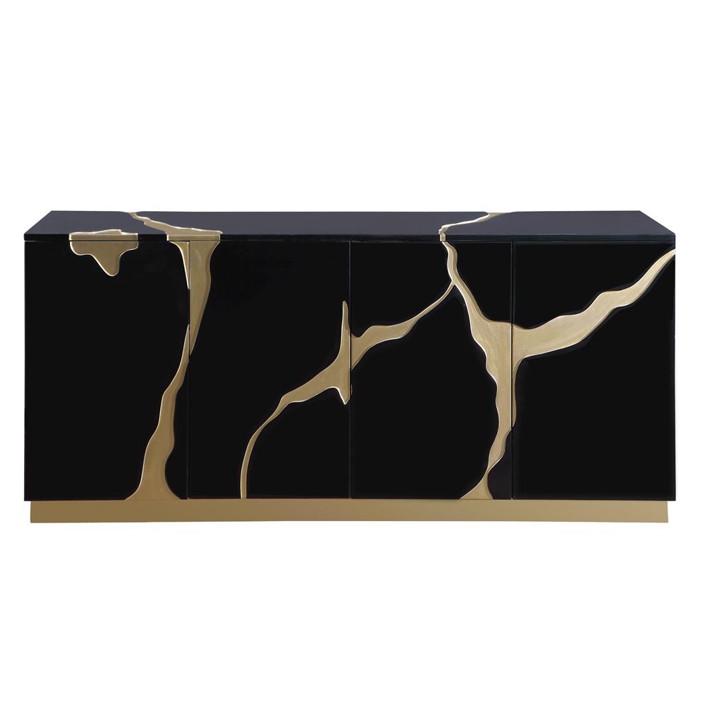 Domitianus Wood Sideboard with Gold Accents in Black. Picture 3