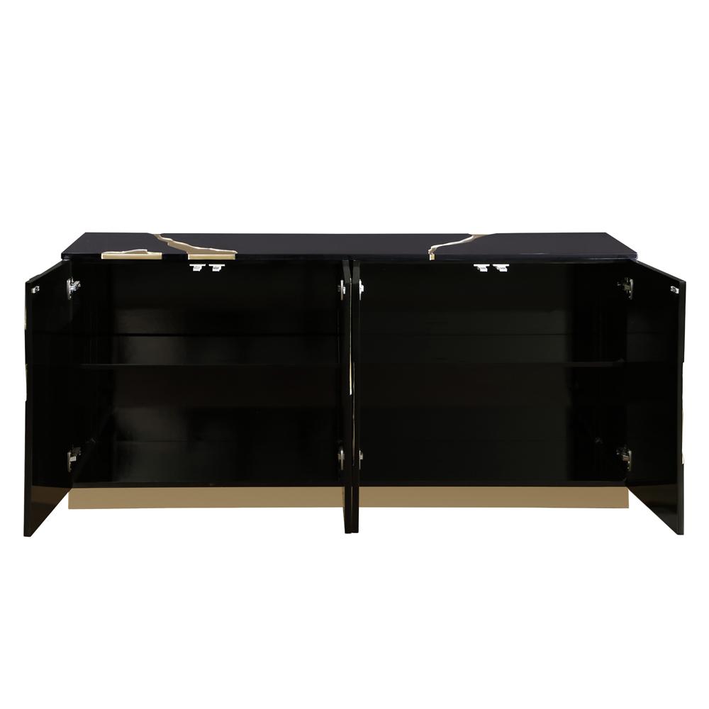 Domitianus Wood Sideboard with Gold Accents in Black. Picture 4