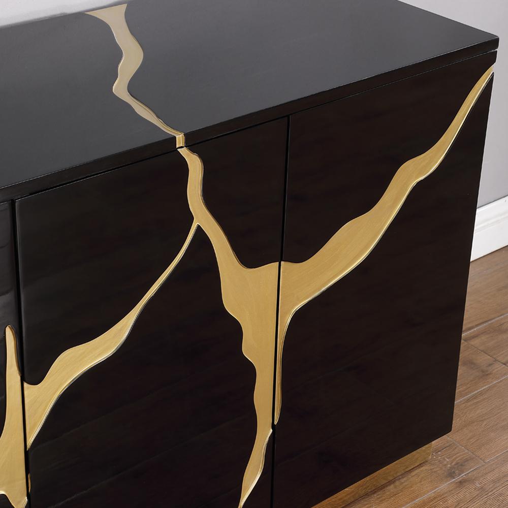 Domitianus Wood Sideboard with Gold Accents in Black. Picture 6
