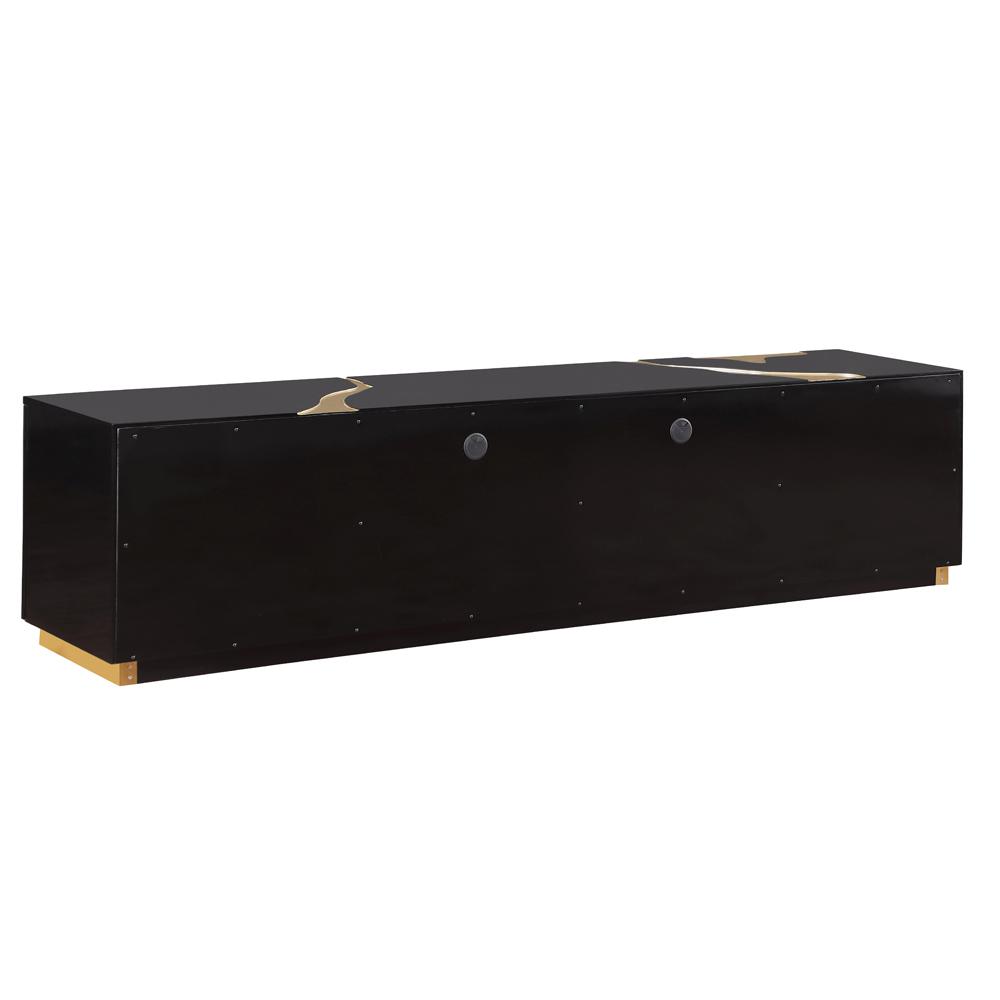 Ronnie Black Lacquer T.V Stand with Gold Accents. Picture 5