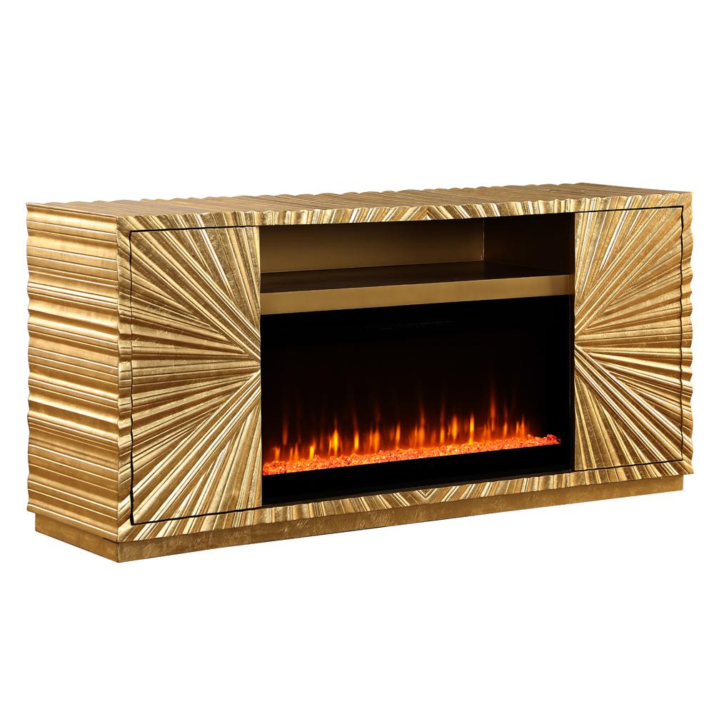 Tamzen Electric Fireplace in Gold. Picture 1