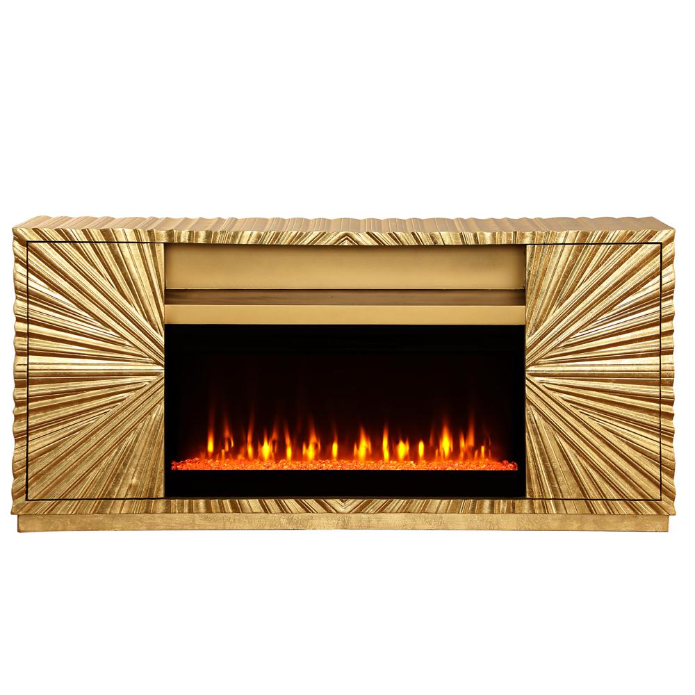 Tamzen Electric Fireplace in Gold. Picture 4