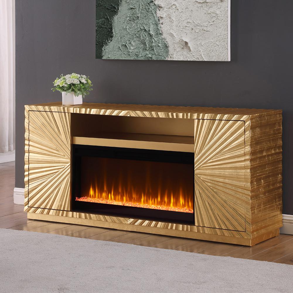 Tamzen Electric Fireplace in Gold. Picture 8