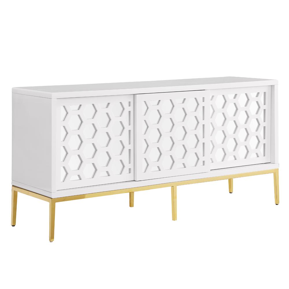 Valens 64" White with Gold Base Sideboard. Picture 1