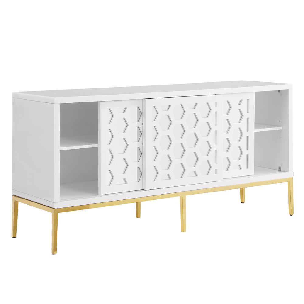 Valens 64" White with Gold Base Sideboard. Picture 2