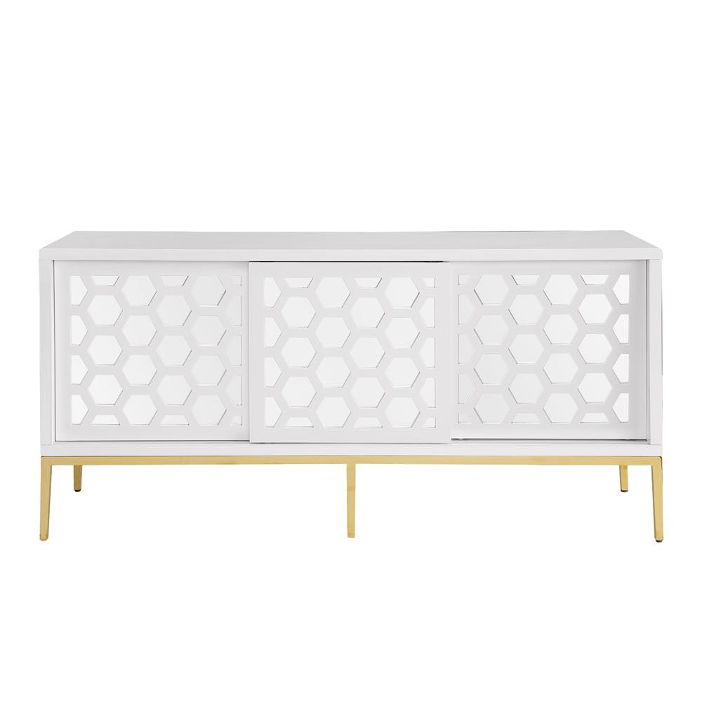 Valens 64" White with Gold Base Sideboard. Picture 3
