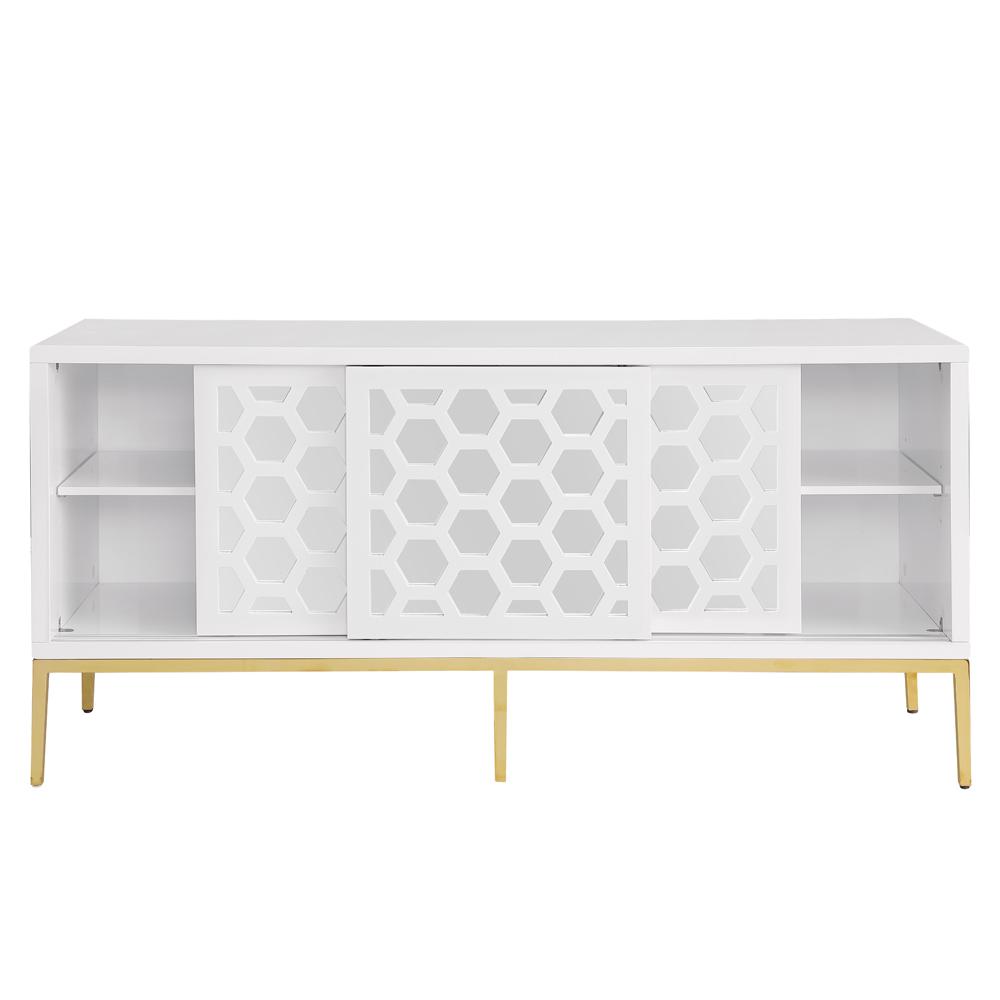 Valens 64" White with Gold Base Sideboard. Picture 4