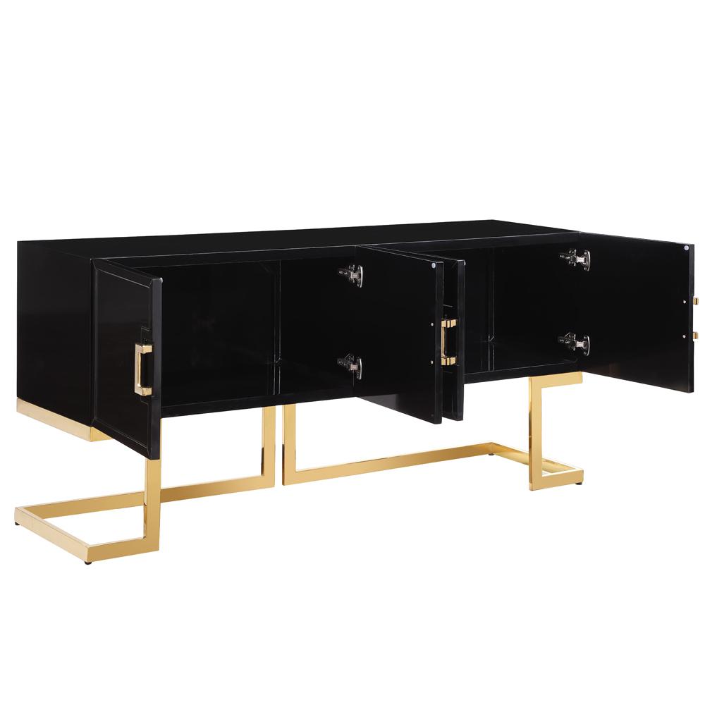 Timotheos 64" Black Lacquered Wood Sideboard with Gold Accents. Picture 2