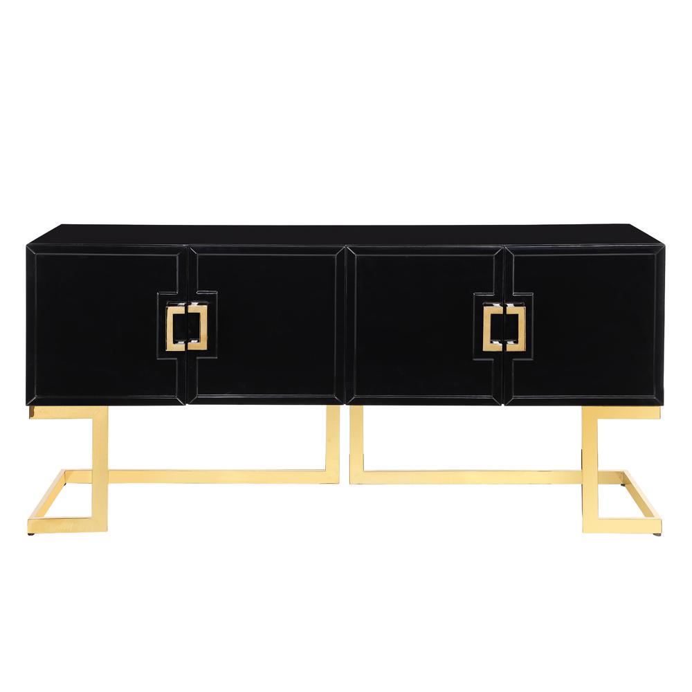 Timotheos 64" Black Lacquered Wood Sideboard with Gold Accents. Picture 3
