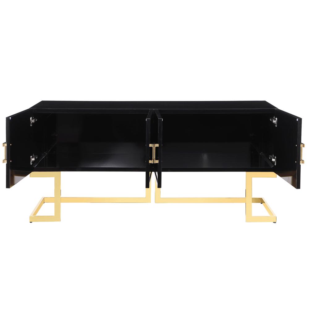 Timotheos 64" Black Lacquered Wood Sideboard with Gold Accents. Picture 4