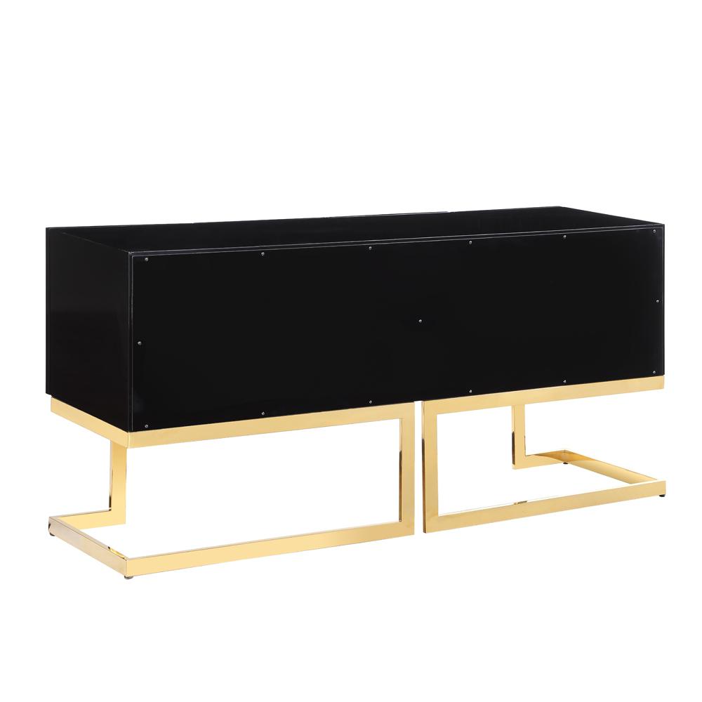 Timotheos 64" Black Lacquered Wood Sideboard with Gold Accents. Picture 5
