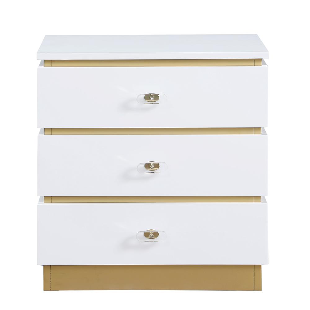 Tambert White Lacquered Side Table with Gold Accents. Picture 3