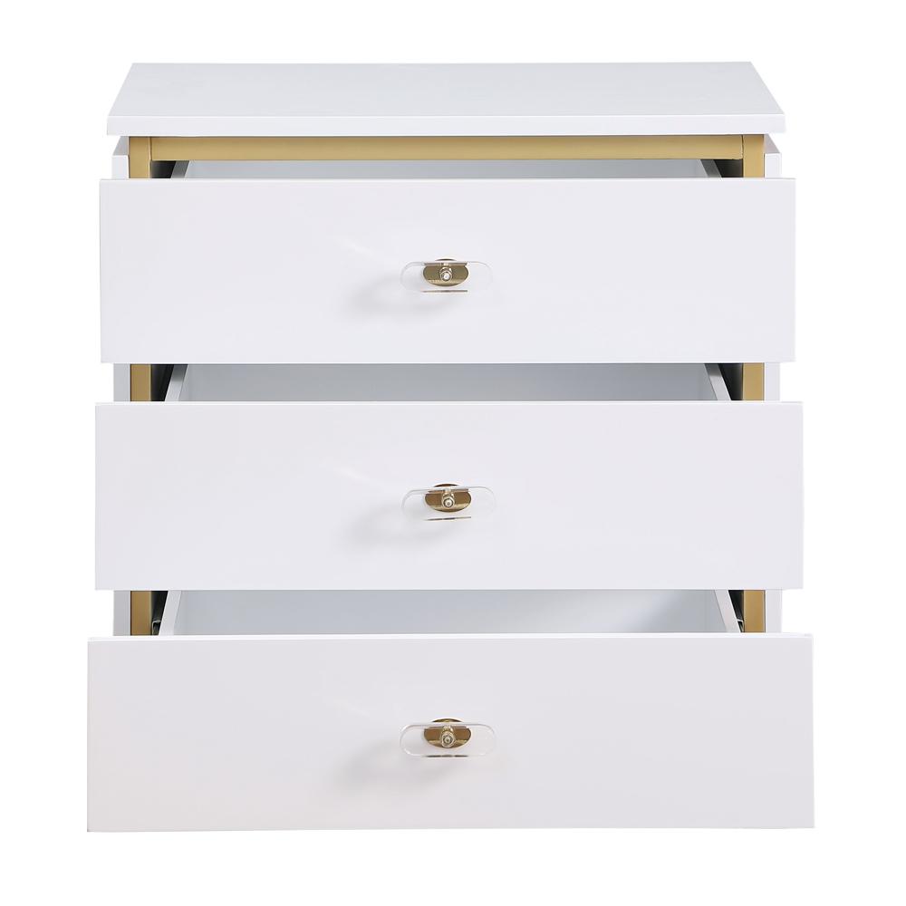 Tambert White Lacquered Side Table with Gold Accents. Picture 4