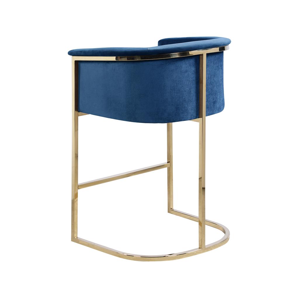 Lexie Blue Bar Stools with Gold Base(Set of 2). Picture 3