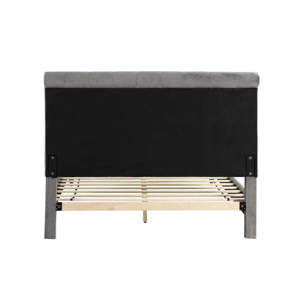 Best Master Furniture Ashley Tufted Velvet Fabric Full Platform Bed in Gray. Picture 2