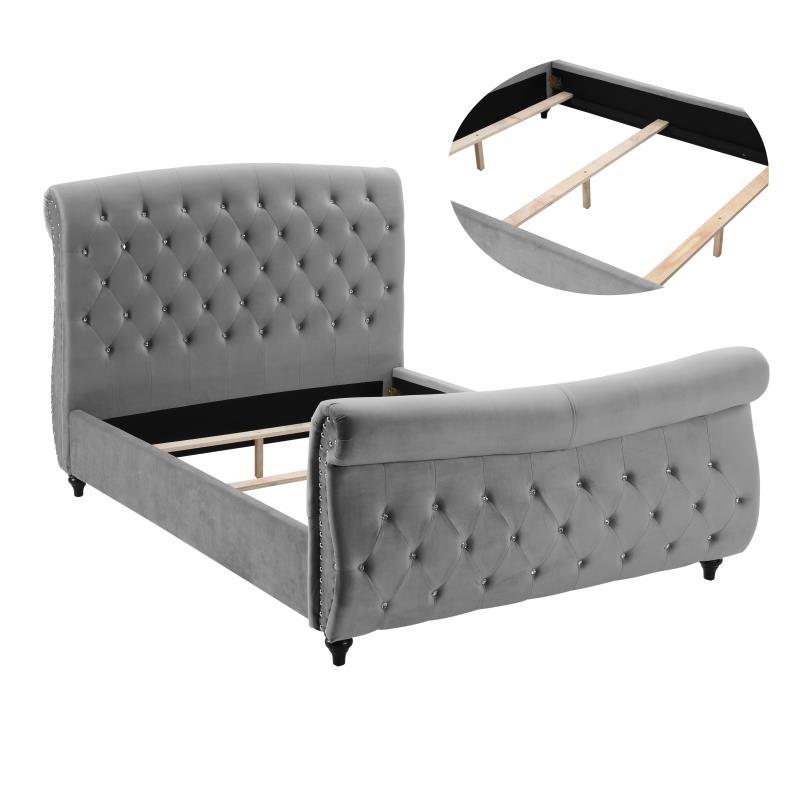 Best Master Furniture Jennifer Tufted California King Platform Bed in Gray. Picture 3