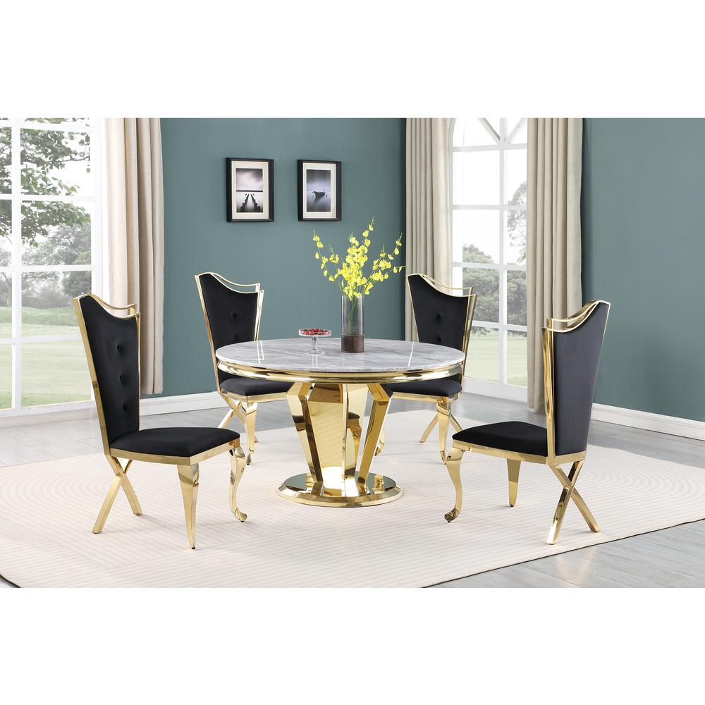 Ivane Black with Gold 5-Piece Round Dining Set. Picture 5