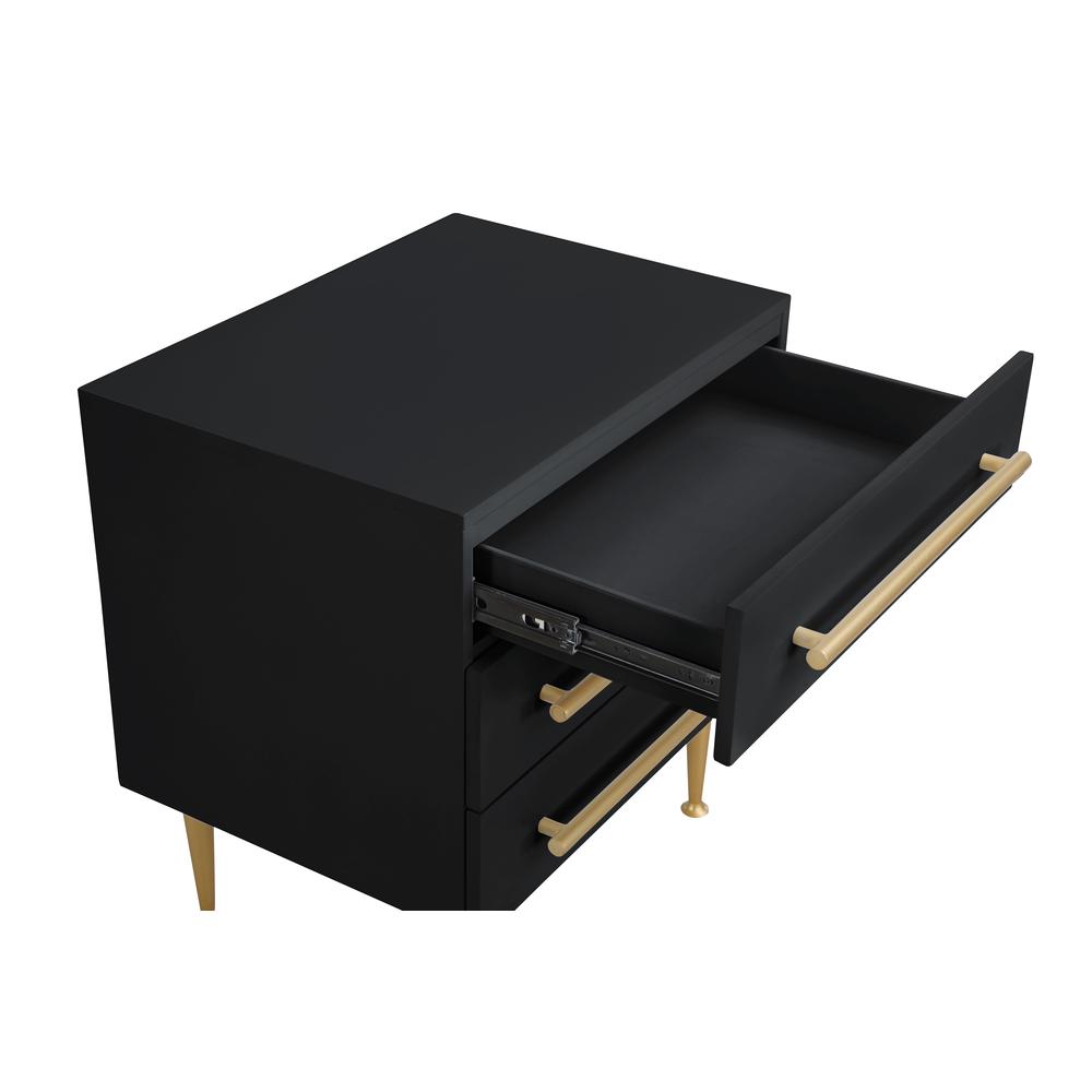 Bellanova Black Nightstand with Gold Accents. Picture 2