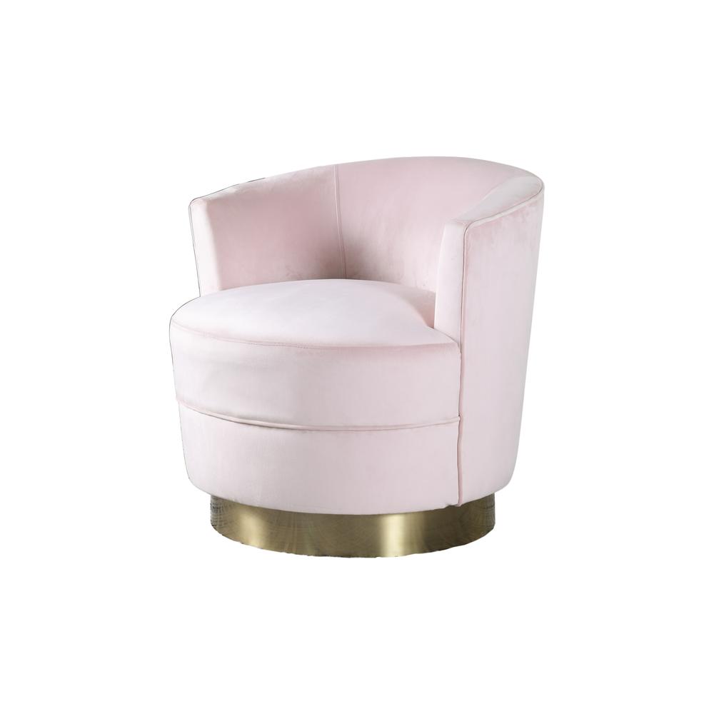 Best Master Furniture Ava 18" Modern Velvet Swivel Accent Chair in Pink/Gold. The main picture.