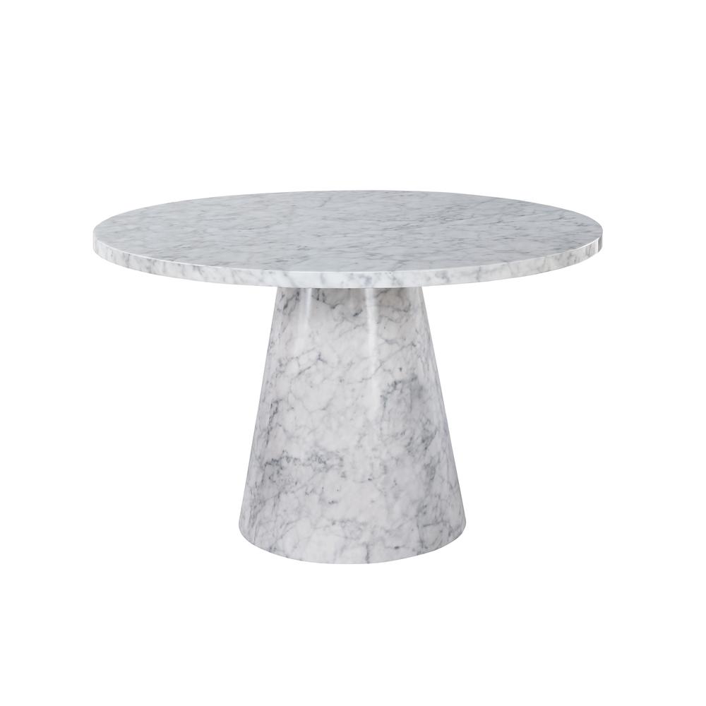Best Master Serenity White/Gray Faux Marble Round Dining Table. Picture 1