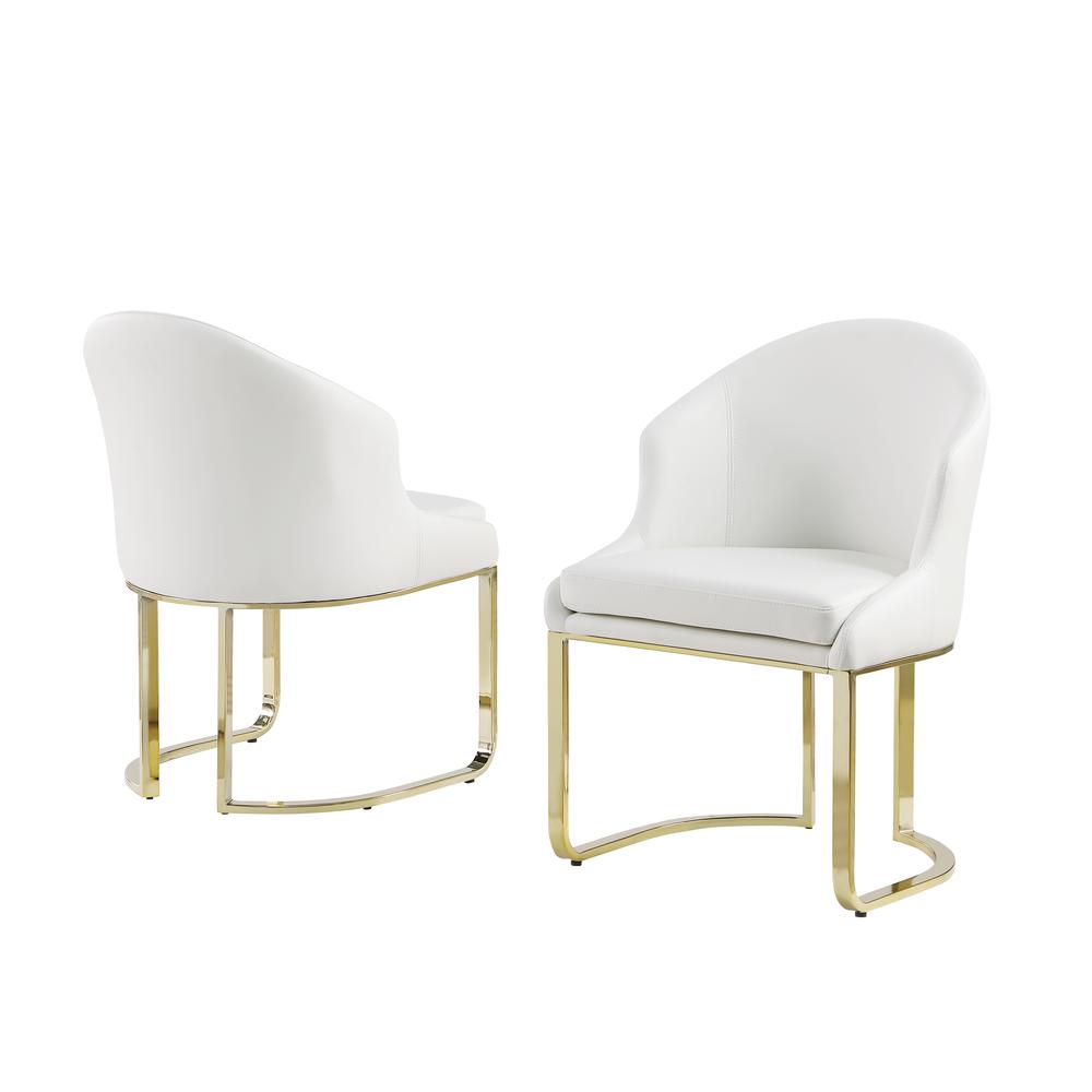 Itoro White with Gold Faux Leather Dining Chairs, Set of 2. Picture 1