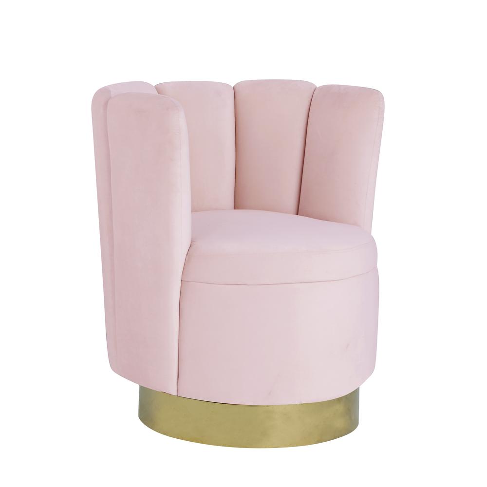 Ellis Velvet Upholstered Swivel Accent Chair in Pink Velvet. Picture 1