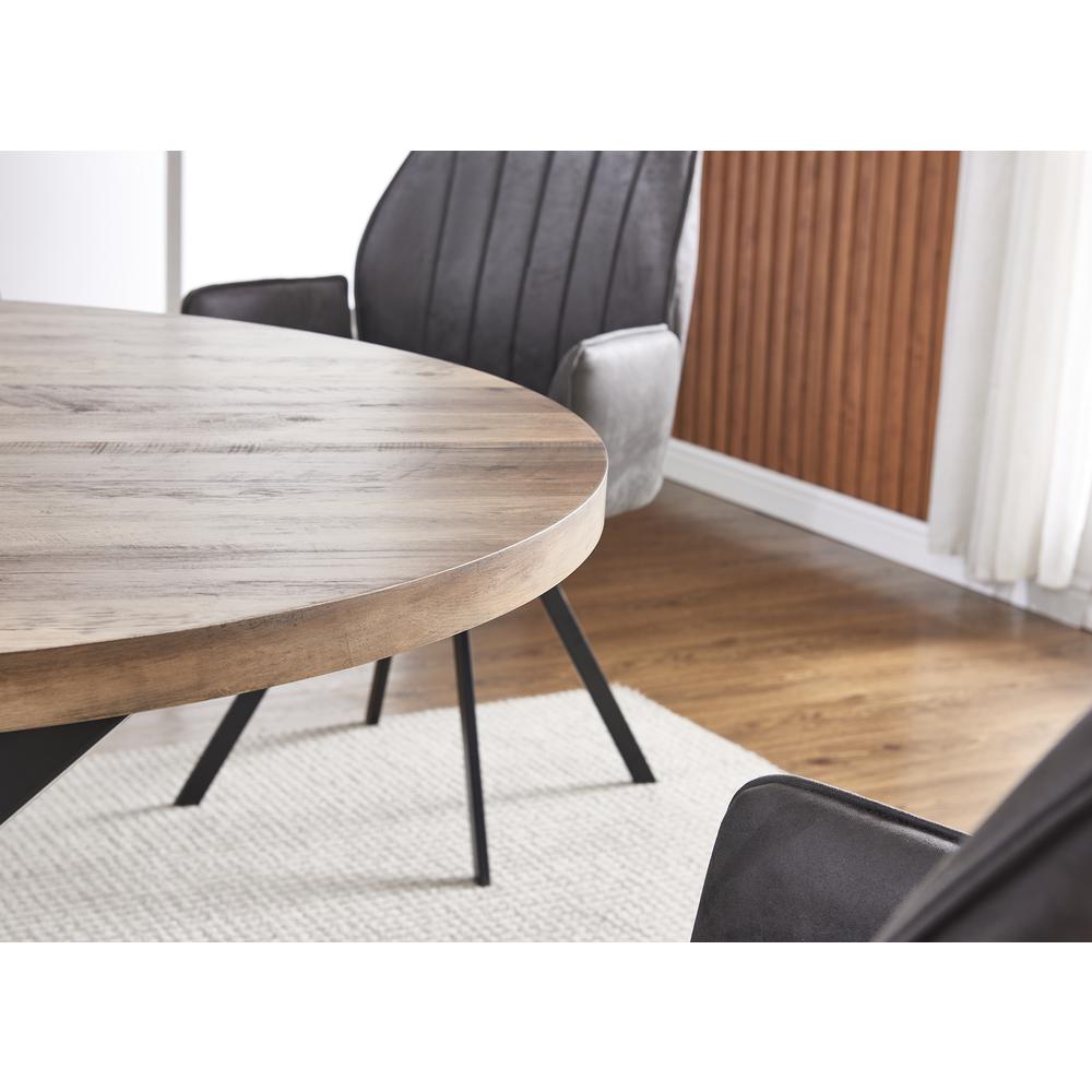 Best Master Furniture Dolph Rustic Natural Oak Wood Round Dining Table. Picture 2