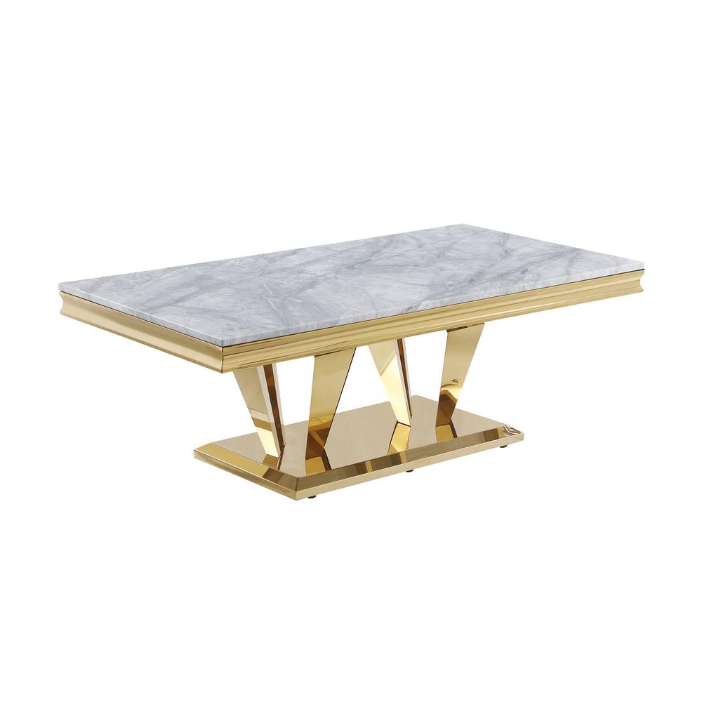 Ivane Stone Marble Laminate Gold Coffee Table. Picture 2