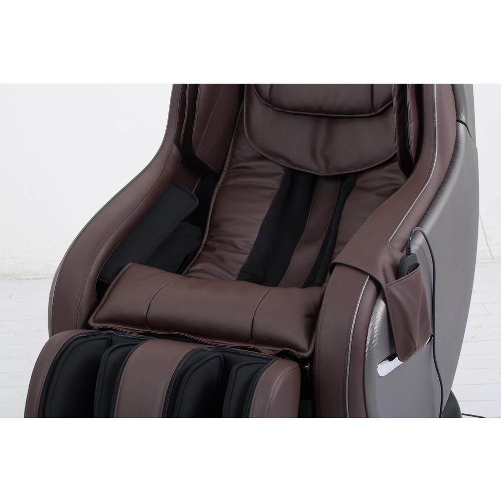 Elvis Chocolate Faux Leather Premium Massage Chair with Bluetooth Speaker. Picture 2