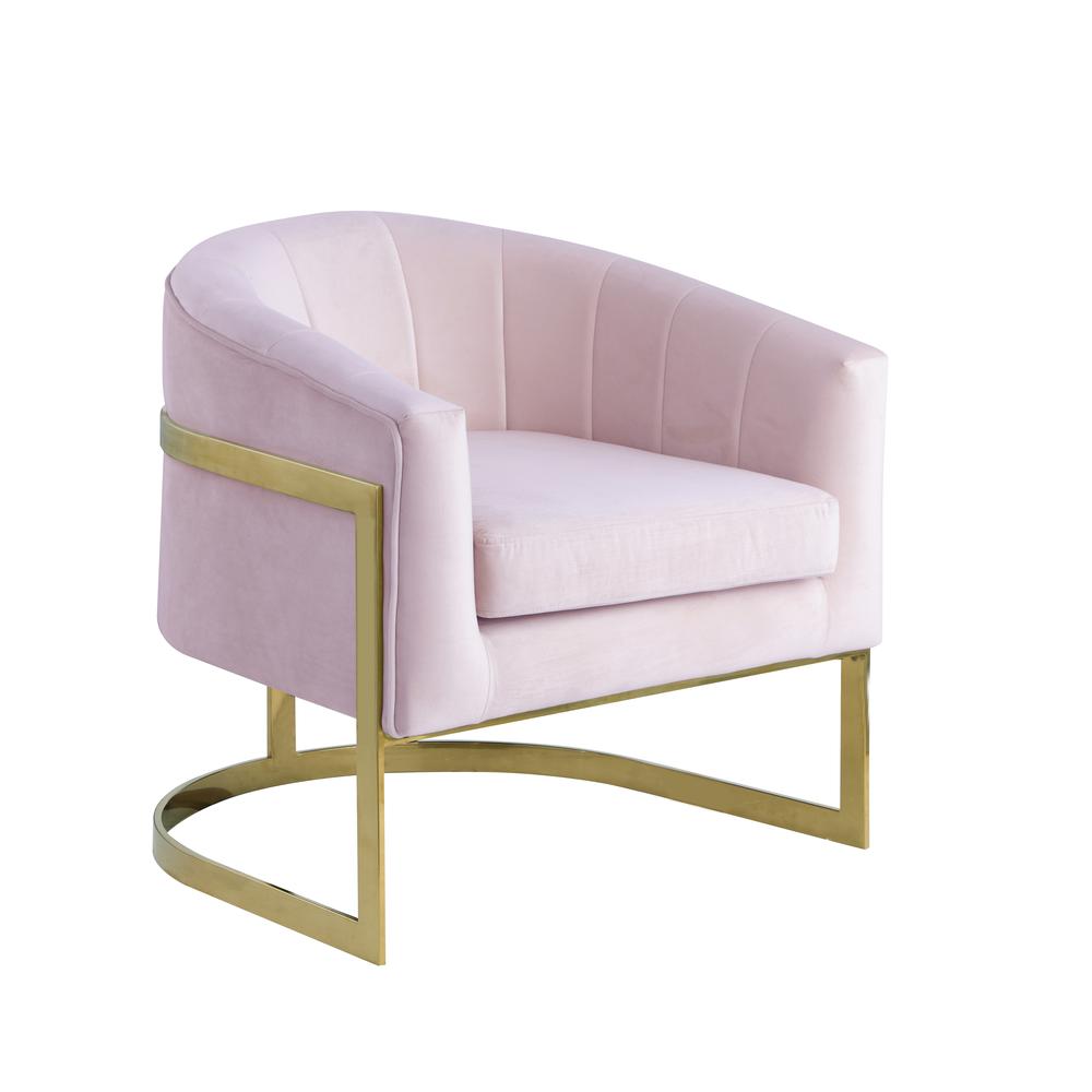 Traxmon Velvet Upholstered Accent Chair in Pink. Picture 1