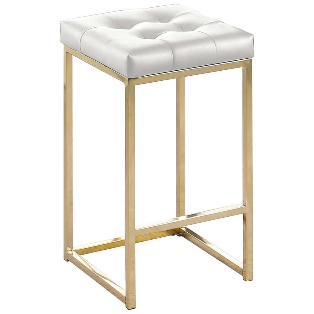 Jersey White Faux Leather Counter Height Stool in Gold (Set of 2). Picture 1
