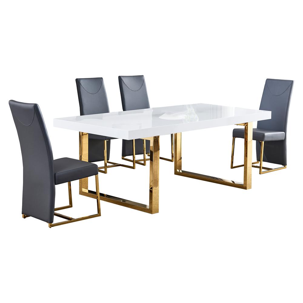 Padraig 5-piece Gray Rectangular Dining Set in Gold. Picture 1