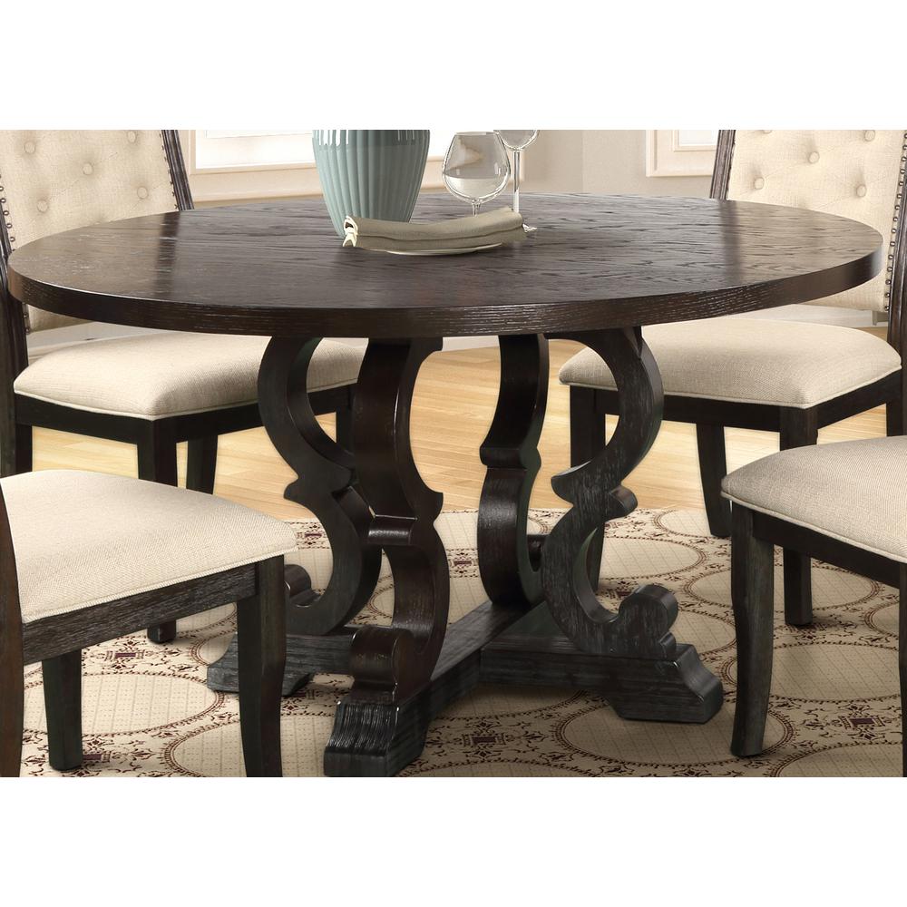 Rustic Dark Brown Round Dining Table