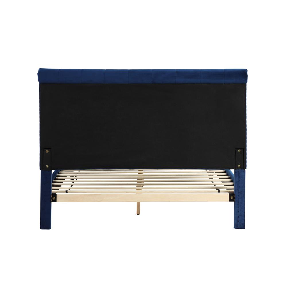 Best Master Furniture Ashley Tufted Velvet Fabric Full Platform Bed in Blue. Picture 2