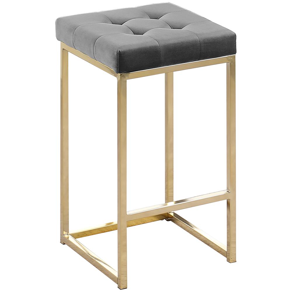 Jersey Cream Velvet Counter Height Stool in Gold (Set of 2). Picture 1