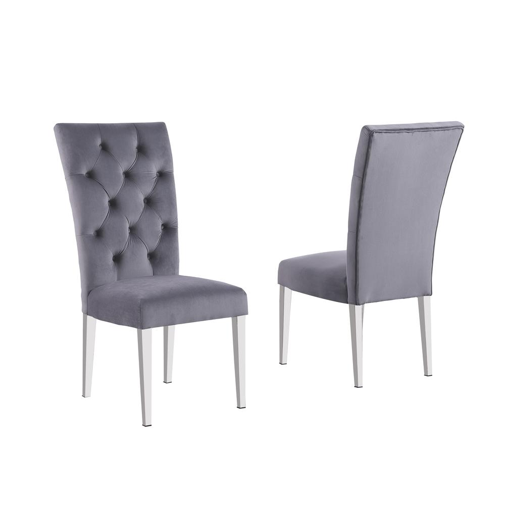 Layla Modern Velvet Upholstered Side Chairs in Gray (Set of 2). Picture 1