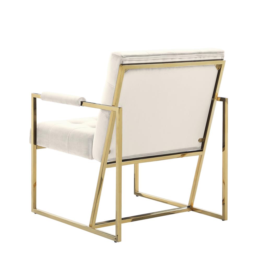 Luxor Beige Velvet Modern Accent Chair in Gold. Picture 2