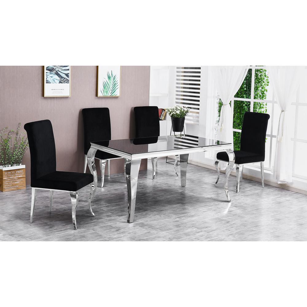 Best Master Furniture Tristian 5 Piece Stainless Steel Dining Set in Black. Picture 1