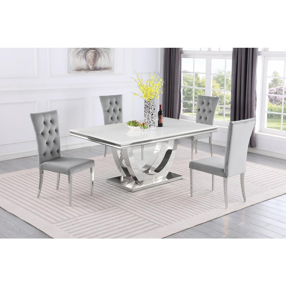 Danis Grey with Silver 5-Piece Rectangle Dining Set. Picture 5