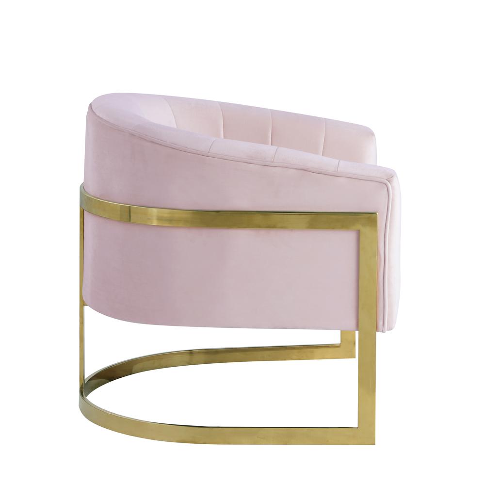 Traxmon Velvet Upholstered Accent Chair in Pink. Picture 4