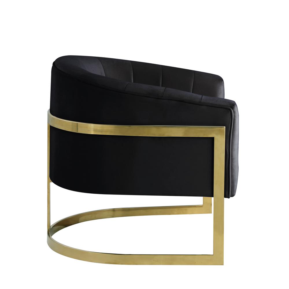 Traxmon Velvet Upholstered Accent Chair in Black Velvet. Picture 4
