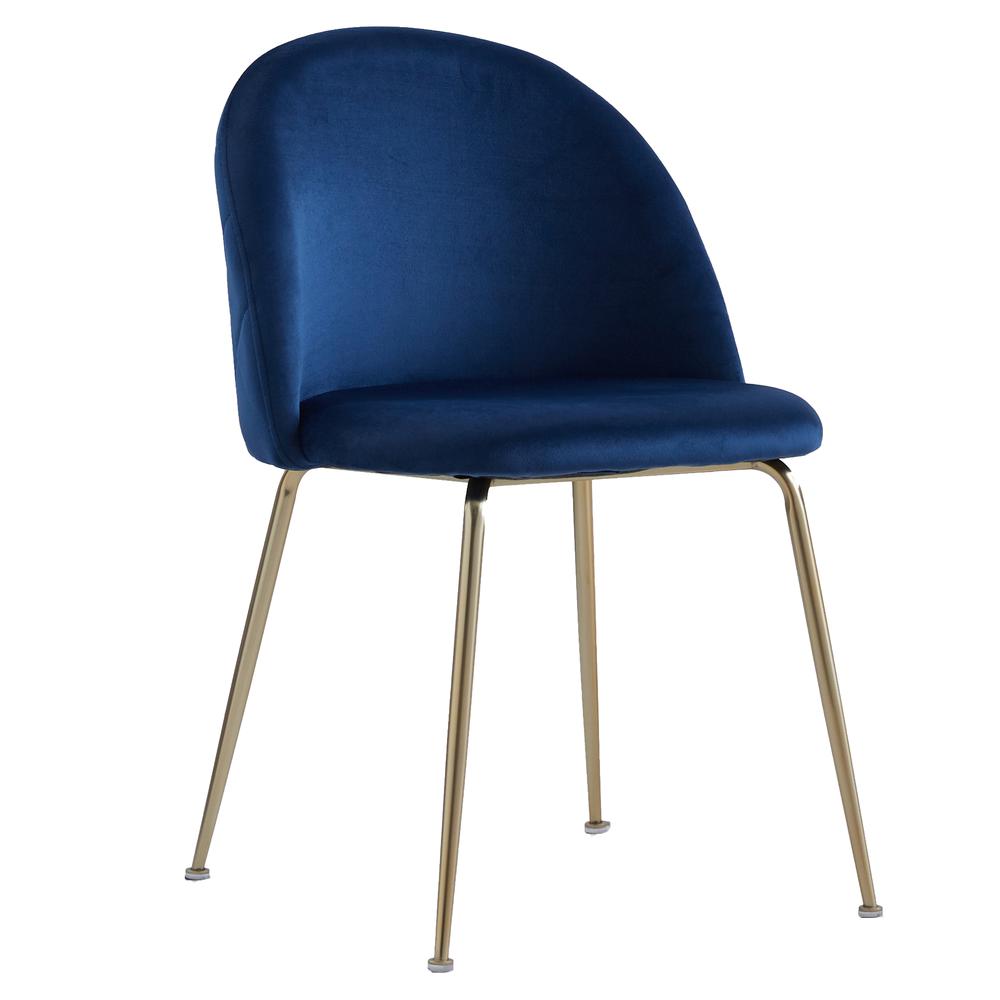 Miramar Blue Velvet Metal Dining Chairs (Set of 2). Picture 1