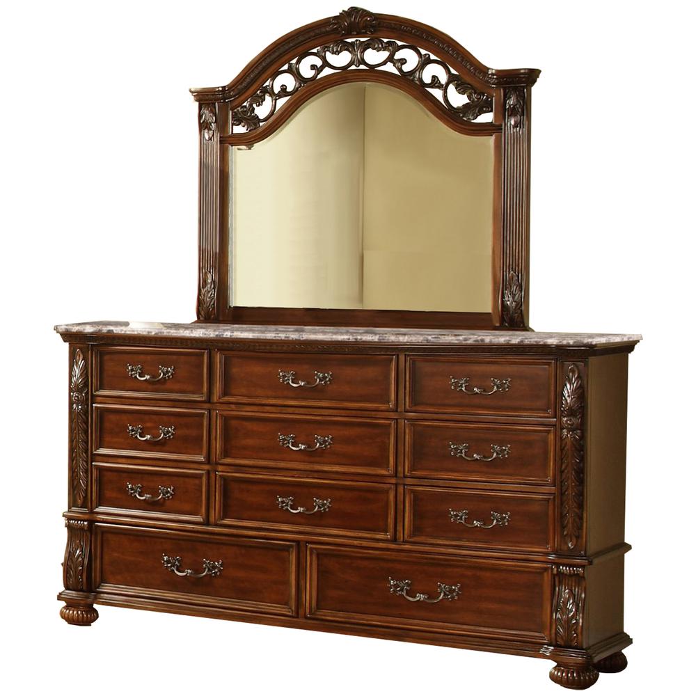 Bessy Traditional Cherry Wood Dresser and Mirror. Picture 1